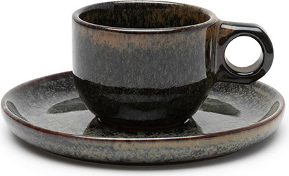 Kaffeetassen Surface Espressotasse Mit Untertasse 100 Ml, Schwarz-grau