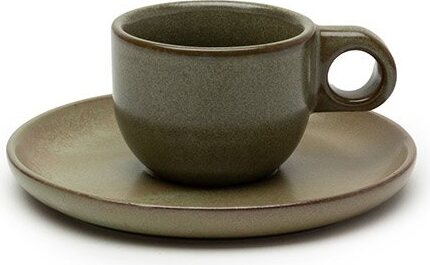 Kaffeetassen Surface Espressotassen Mit Untertassen 100 Ml, Dunkelgrün, 4 St.