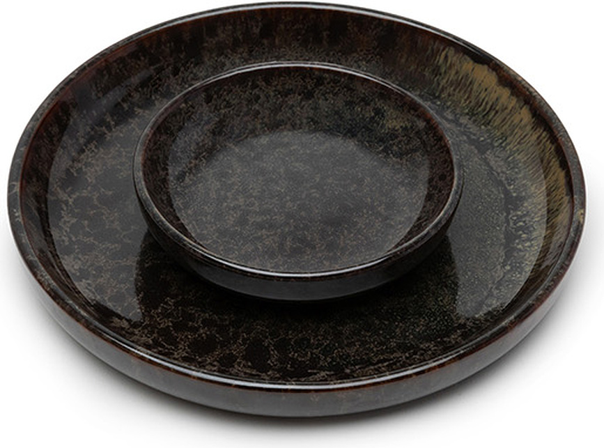 Surface Krožnik za prigrizke, 16 cm, črno-siv