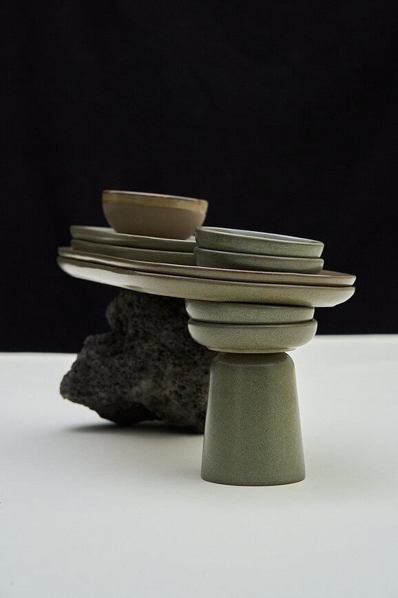 Surface Krožniki za zajtrk, 21 cm, črno-sivi, 4 kosi