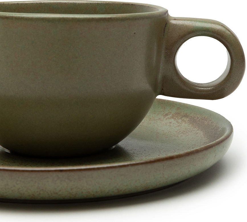 Surface Φλιτζάνι για καφέ lungo με πιατάκι, 130 ml, μαύρο-γκρι, 2 τμχ