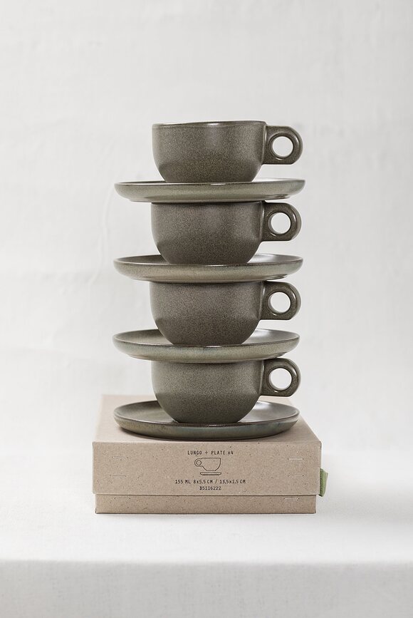 Surface Φλιτζάνια Καπουτσίνο με Πιατάκια, 230 ml, μαύρο-γκρι, 4 τμχ