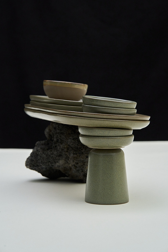 Surface Πιατέλα οβάλ, 25 cm, μαύρο-γκρι