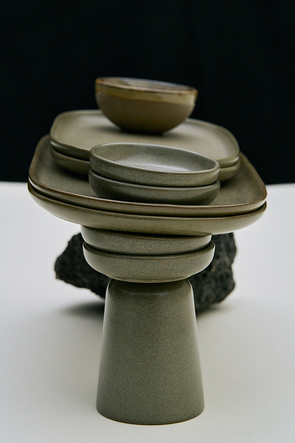 Surface Πιατέλα οβάλ, 25 cm, μαύρο-γκρι