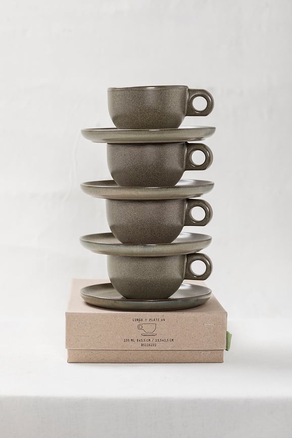 Surface Šalica za cappuccino s tanjurićem 230 ml crno-siva Set od 2 dijela