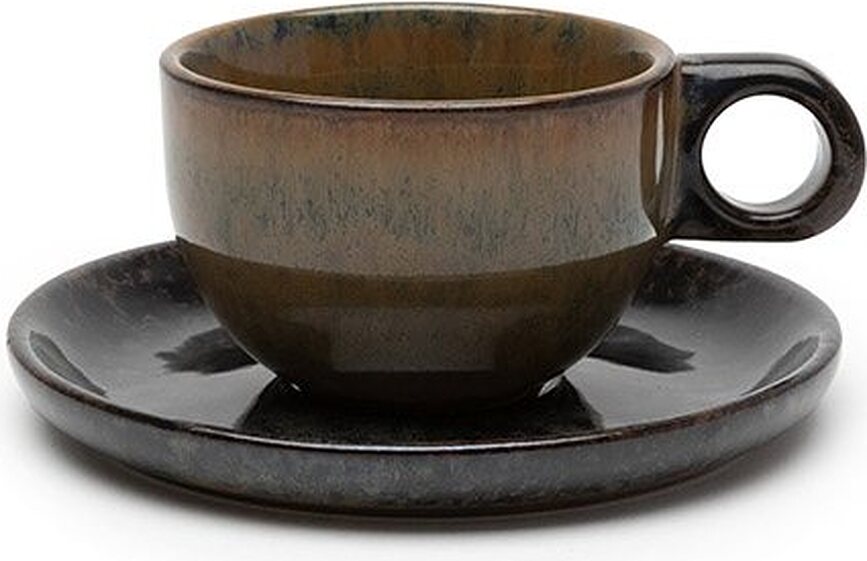 Surface Šalice za lungo kavu s tanjurićima 130 ml crno-sive 4 kom.