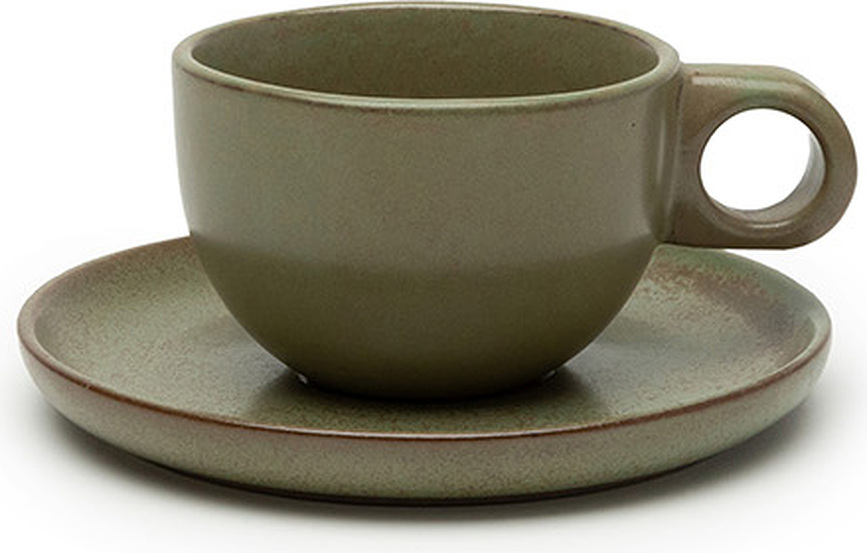 Surface Skodelica za kavo lungo s podstavkom, 130 ml, temno zelena, 2 kosa