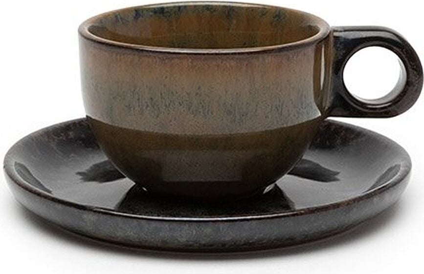 Surface Skodelice za kavo lungo s podstavki, 130 ml, črno-sive, 4 kosi