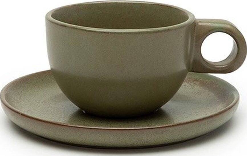 Surface Skodelice za kavo lungo s podstavki, 130 ml, temnozelene, 4 kosi