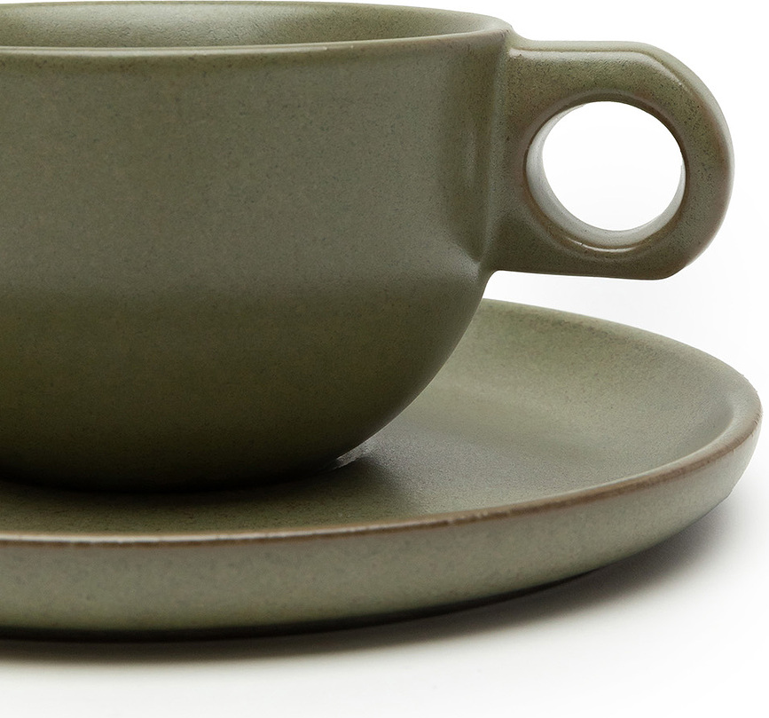 Surface Tasse à Cappuccino avec Soucoupe, 230 ml, noire et grise, Set 2 pièces