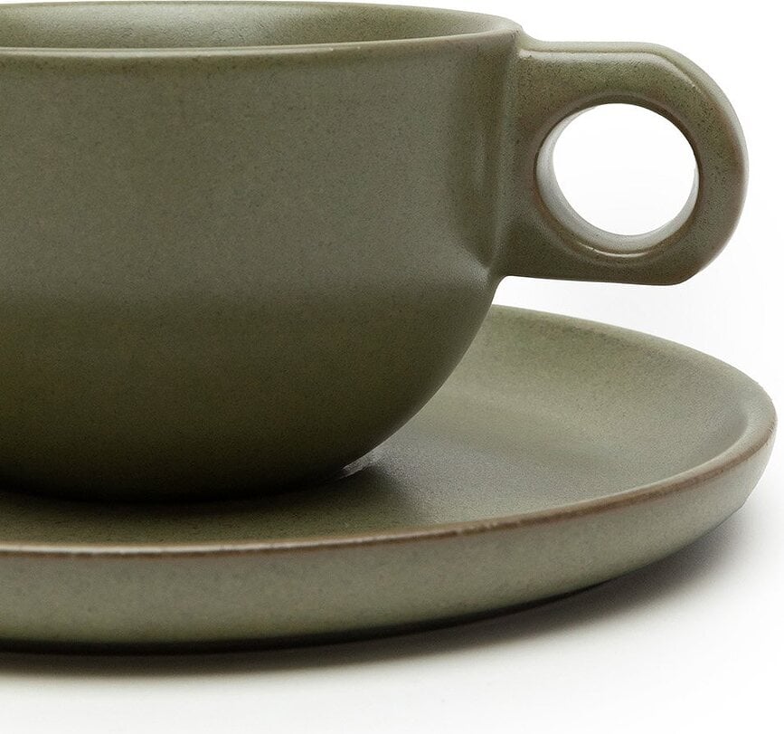 Surface Tasses à Cappuccino avec Soucoupes, 230 ml, noires et grises, Lot de 4