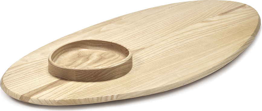 Tabla de Servir de fresno negro Dune, 81 cm, con cuenco