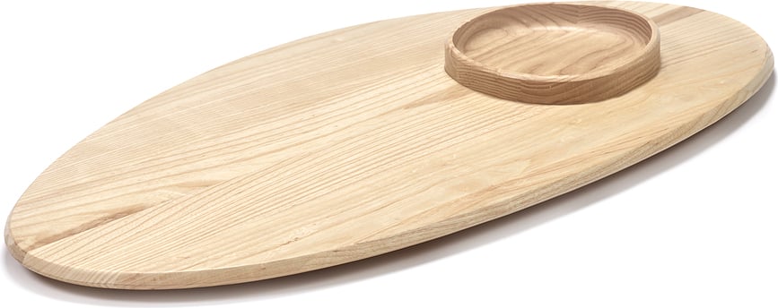 Tabla de Servir Dune de fresno natural con cuenco, 81 cm