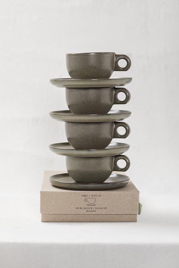 Taza de Cappuccino Surface, 230 ml, negro y gris, Set de 2 piezas