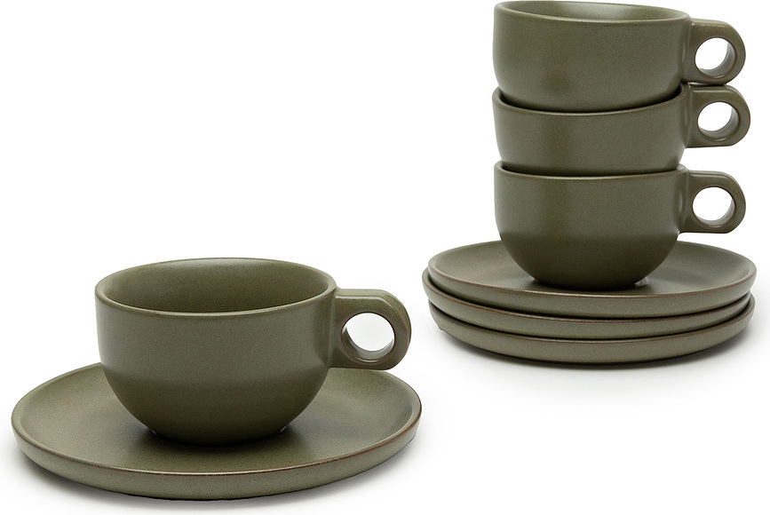 Taza de Cappuccino Surface, 230 ml, negro y gris, Set de 2 piezas