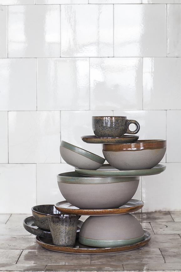 Taza de Cappuccino Surface, 230 ml, negro y gris, Set de 2 piezas