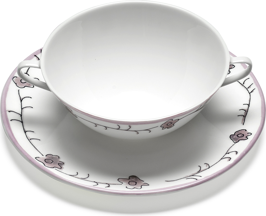 Tazón de Sopa con Platillo Midnight Flowers Blossom Milk, 350 ml, Set de 2 piezas