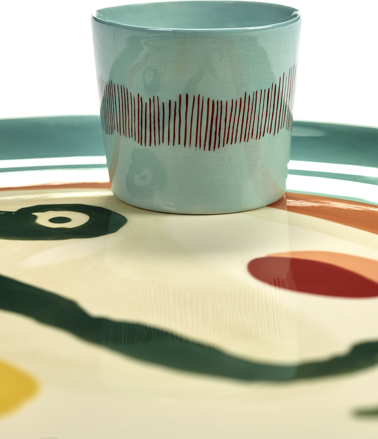 Taza para espresso Feast 150 ml, blanco y azul