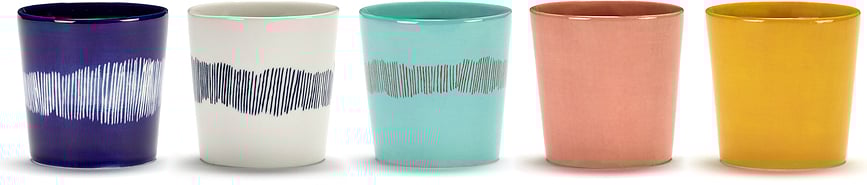 Tazas de café Feast, 250 ml, blancas y azules, 4 unidades