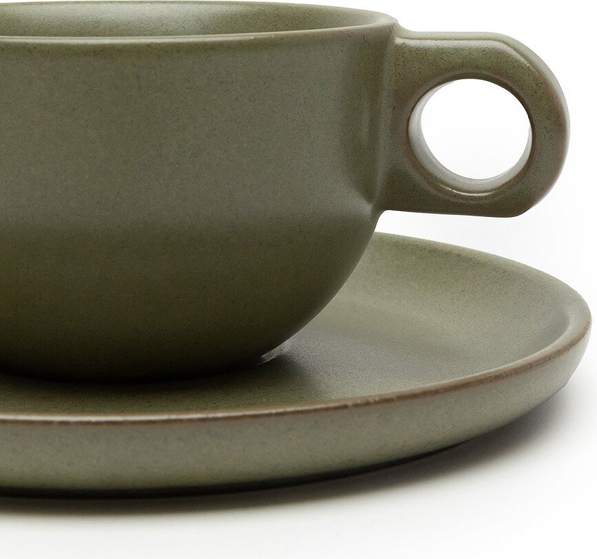 Tazas de Capuchino con Platillos Surface, 230 ml, negro y gris, Pack de 4 unidades