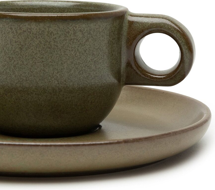 Tazas de Espresso con Platos Surface, 100 ml, negro y gris, 4 unidades