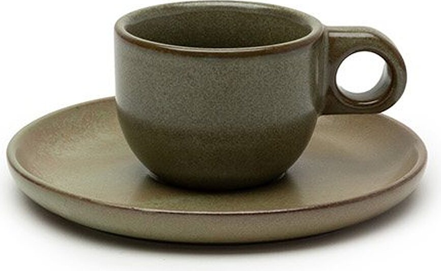 Tazas de Espresso con Platillos Surface, 100 ml, verde oscuro, 4 unidades