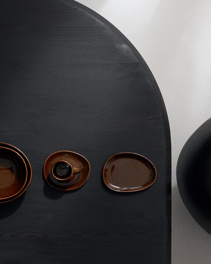 Tazas Out of Lines, 300 ml, marrón y negro, 2 unidades