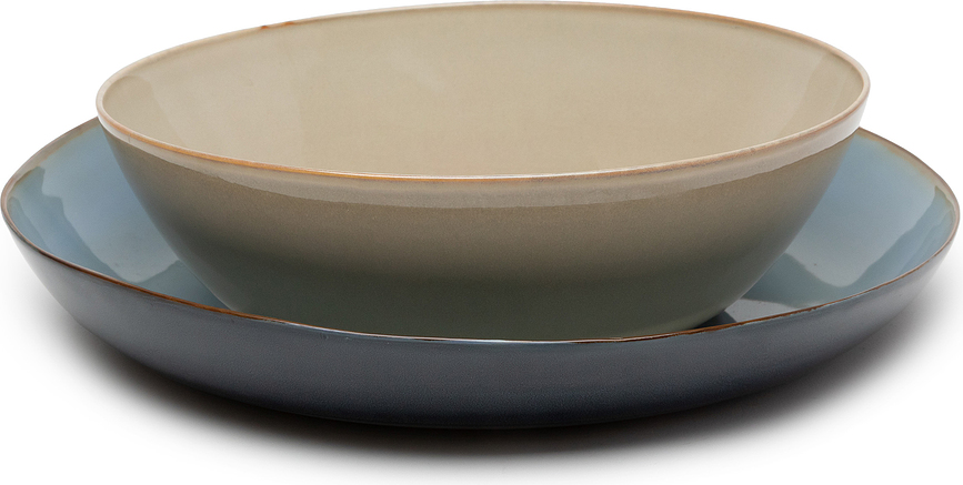 Terres de Rêves Plat de Service 35,5 cm, rouge et beige