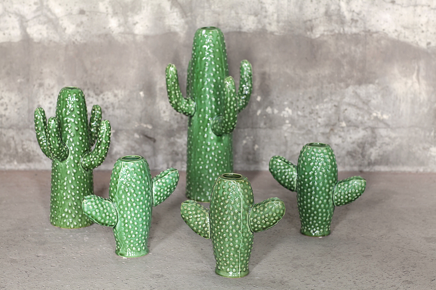 Urban Jungle Vase décoratif motif cactus, 39,5 cm