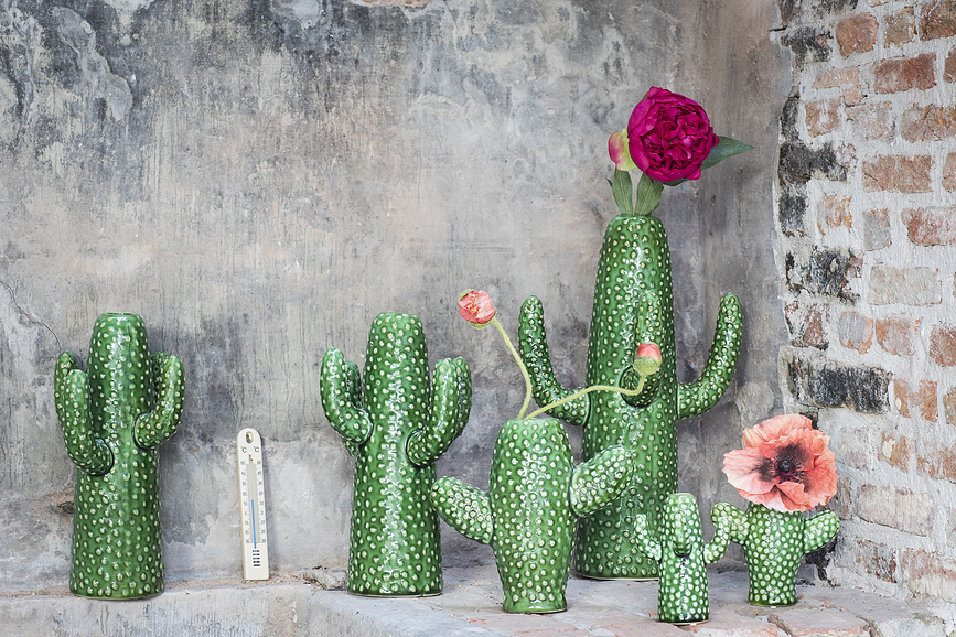 Urban Jungle Vase décoratif motif cactus, 39,5 cm