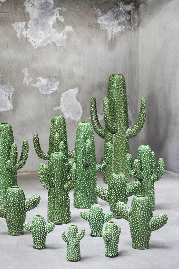 Urban Jungle Vase décoratif motif cactus, 39,5 cm