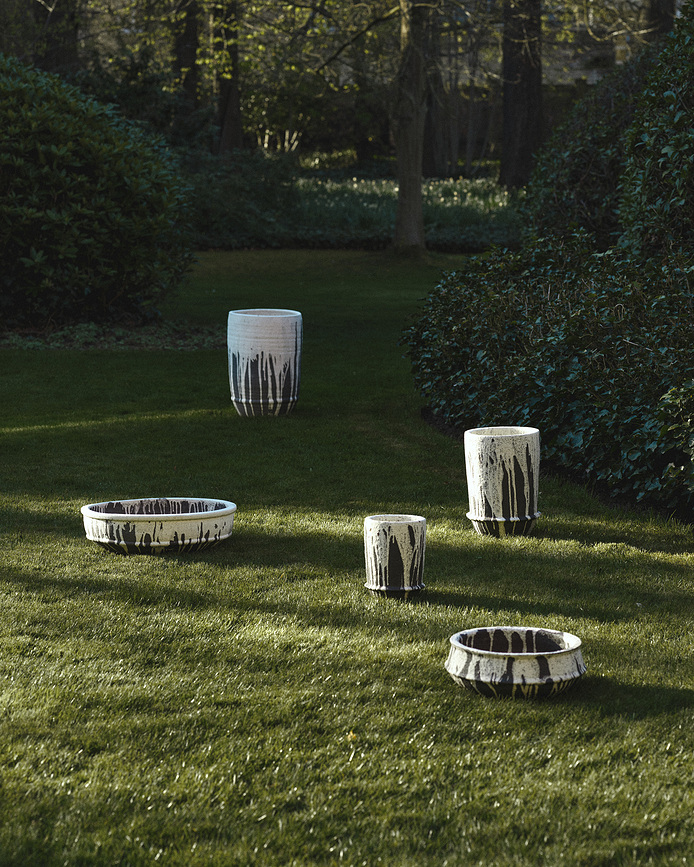 Vaso Dune basso 49 cm bianco-marrone