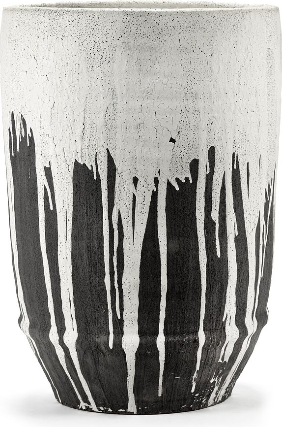 Vazonas Dune, 38 cm, baltai juodas