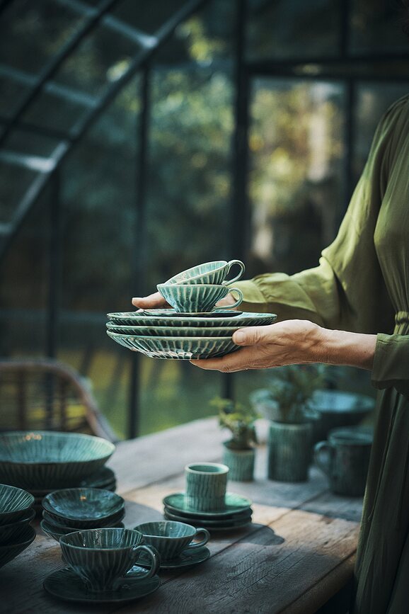 Verde Lanza Assiettes plates 27 cm, vertes, lot de 2