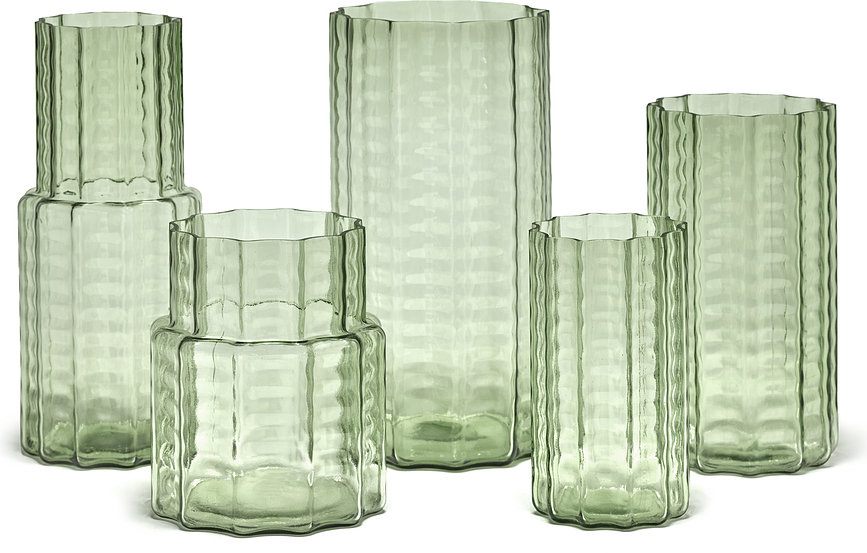Waves Vase cylindrique, 35 cm, vert