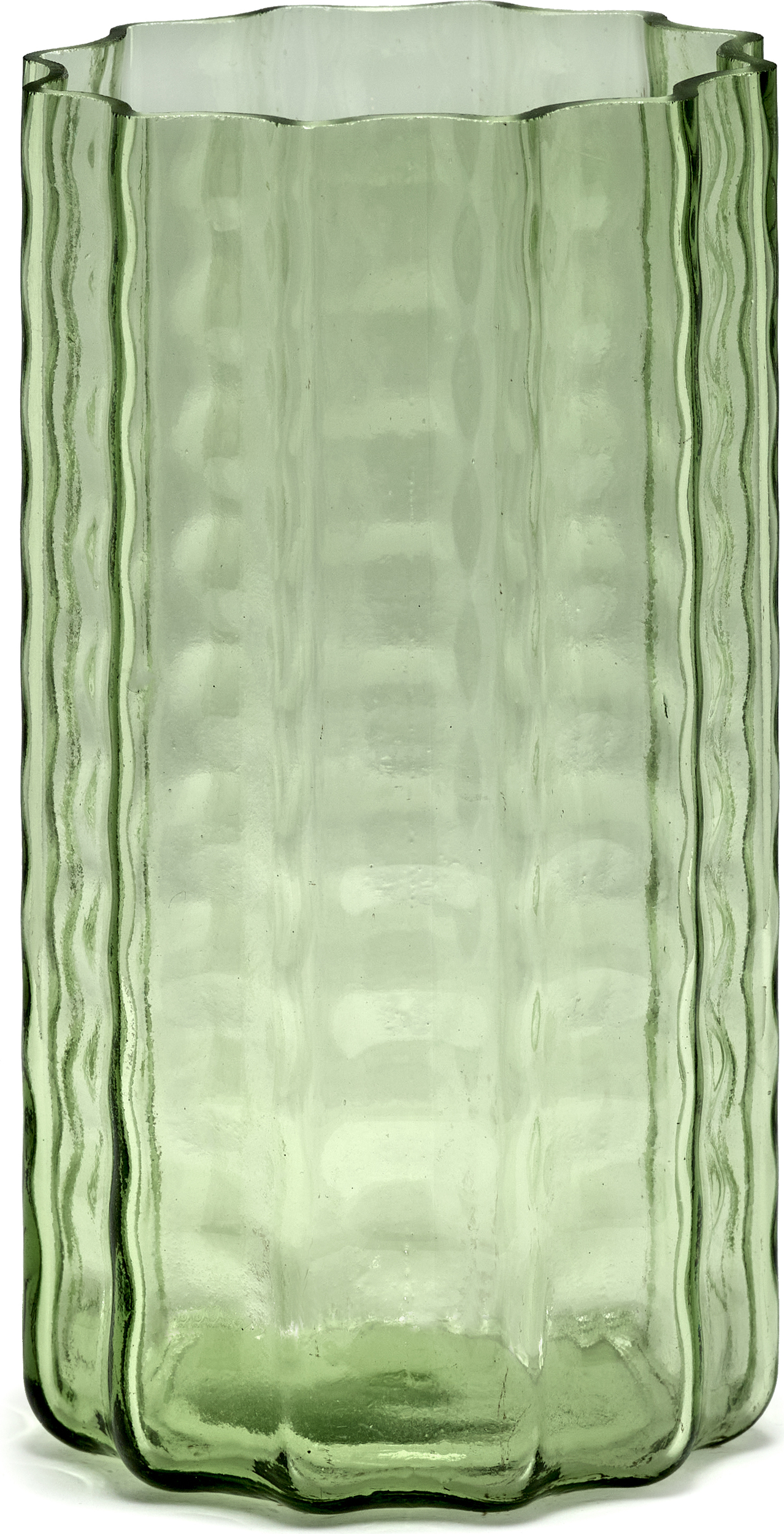 Waves Vase zylindrisch, 21 cm, grün