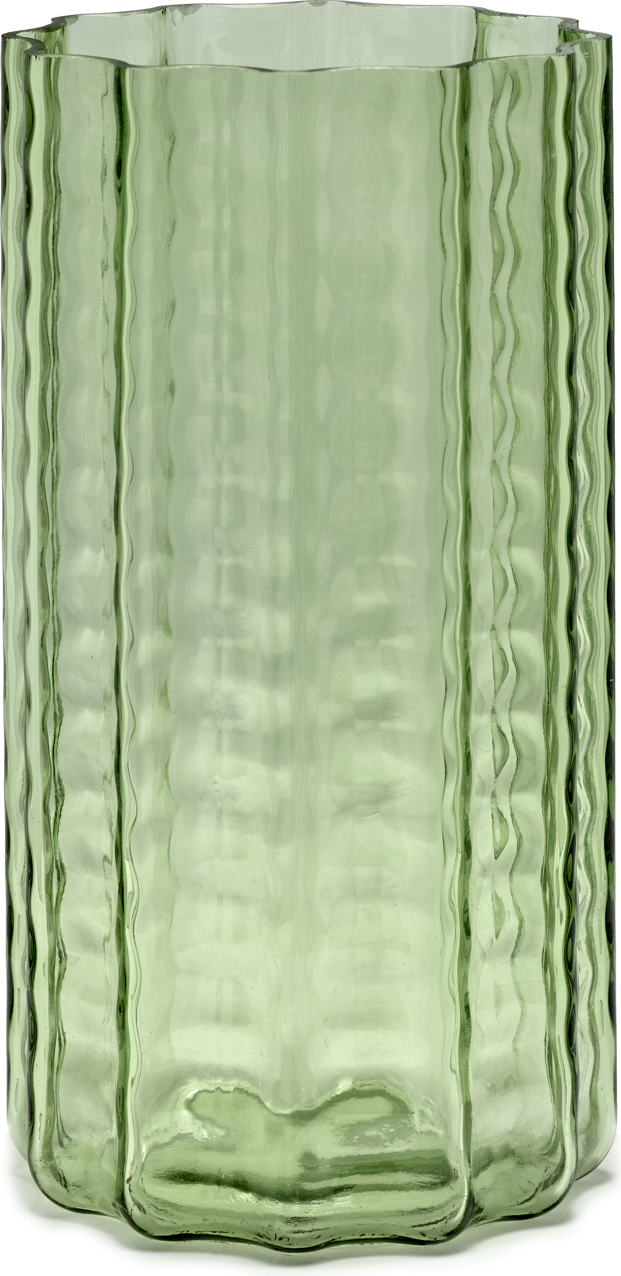 Waves Vase zylindrisch, 28 cm, grün