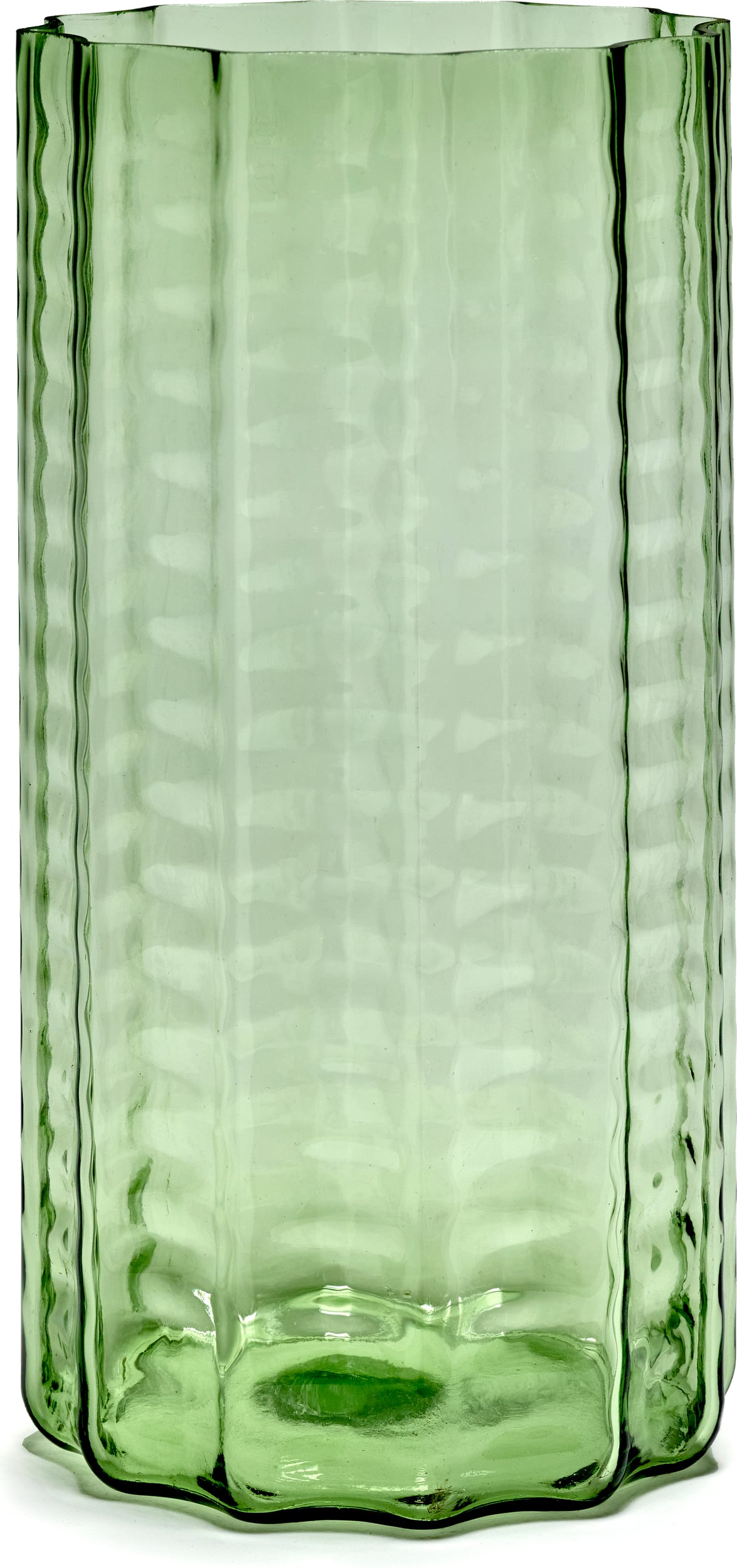Glasvasen Waves Vase Zylindrisch, 35 Cm, Grün