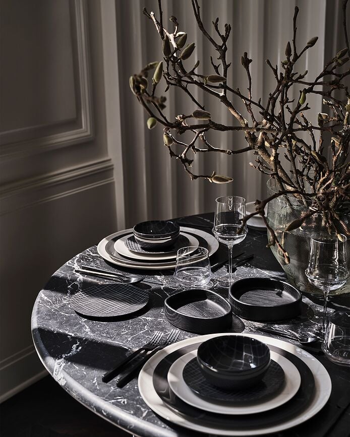 Zuma Assiettes creuses, 25,5 cm, noires, Lot de 2