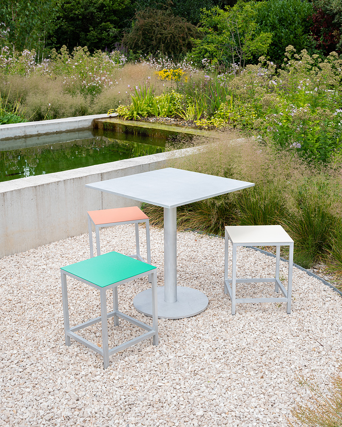 Alu Hocker 45 cm, grau