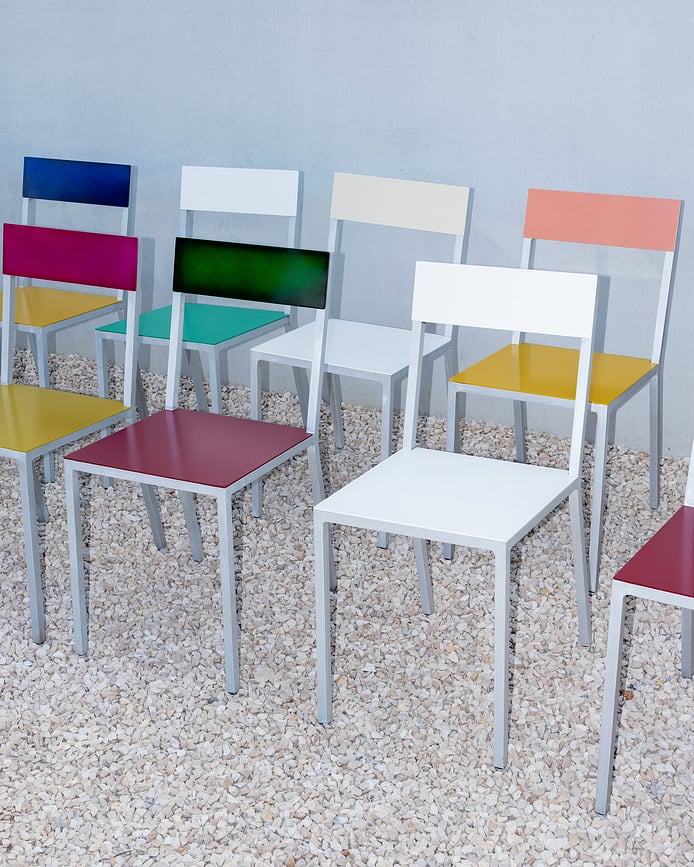 Alu Stuhl, weiß-beige