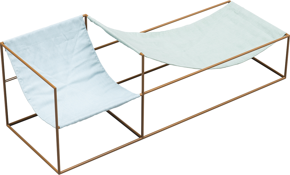 Duo Doppel-Gartenliege 180 cm, blau-grün