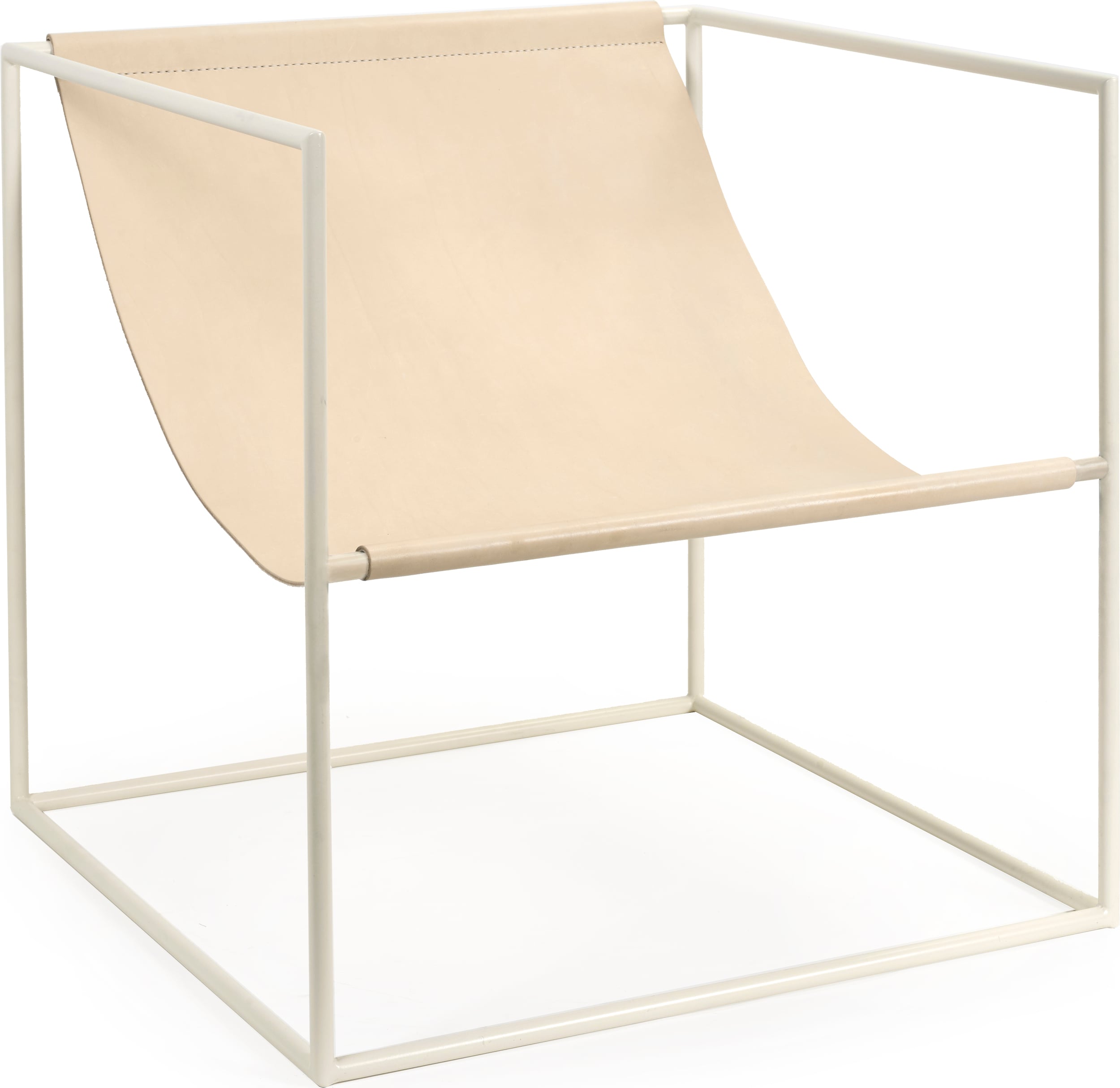 Solo Gartenliege 62 cm, Leder, weißes Gestell