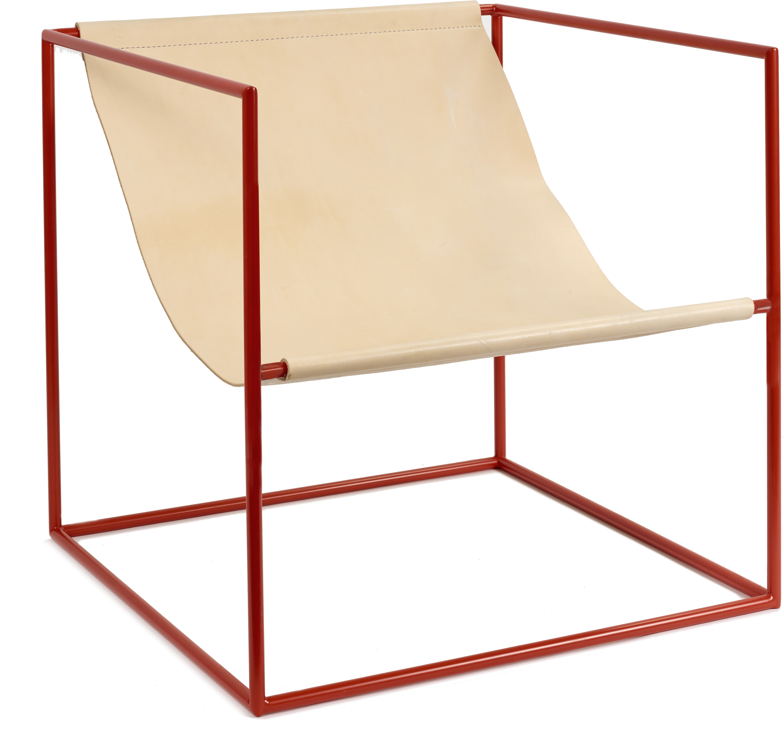 Solo Gartenliege 62 cm, roter Rahmen, Leder