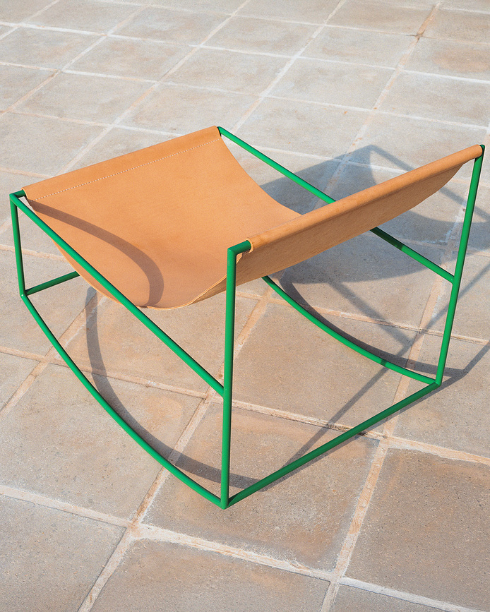 Valerie Objects Gartenliege 81 cm, Leder, roter Rahmen