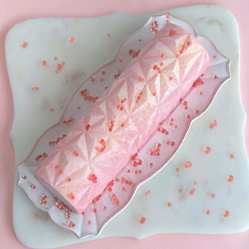 Diamond Buche Φόρμα για γλυκά χωρίς ψήσιμο, με ανάγλυφο χαλάκι διακόσμησης, 2 τμχ