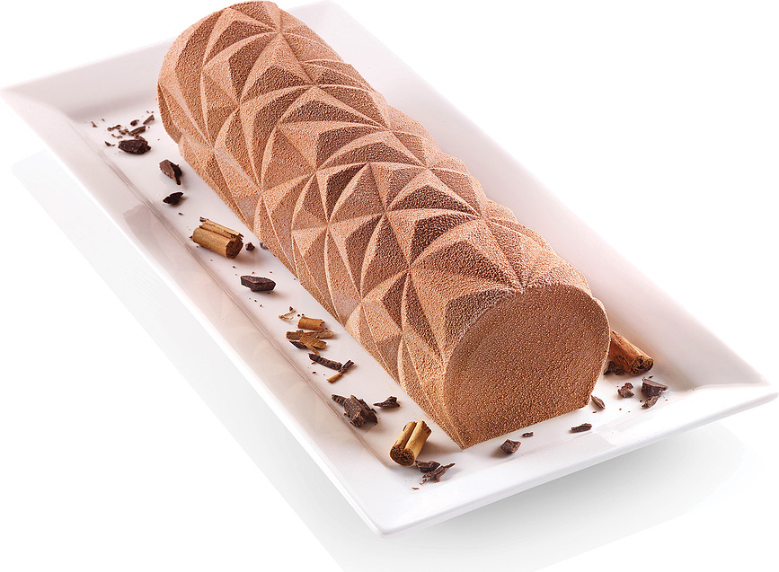 Diamond Buche Φόρμα για γλυκά χωρίς ψήσιμο, με ανάγλυφο χαλάκι διακόσμησης, 2 τμχ