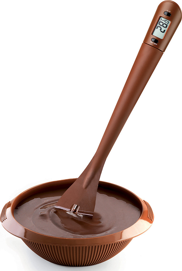 Espátula con termómetro para chocolate Silikomart, marrón