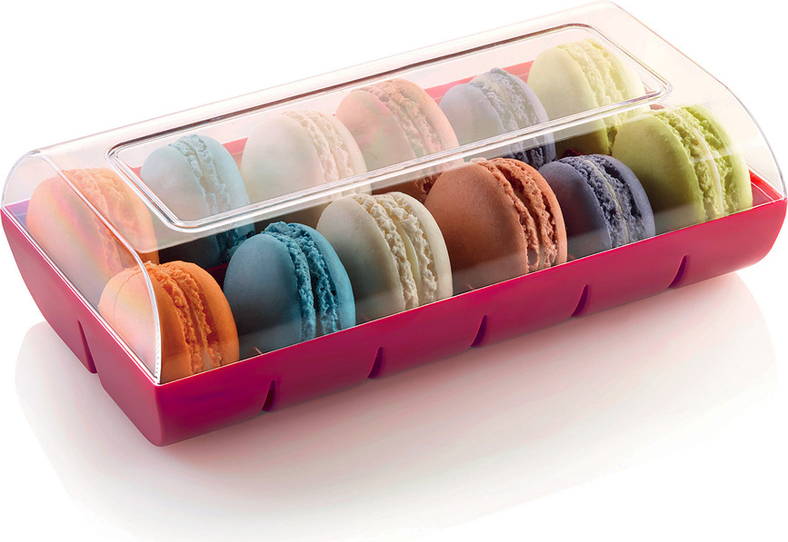 Macado Boîte à Macarons et Biscuits, 12 emplacements, transparente