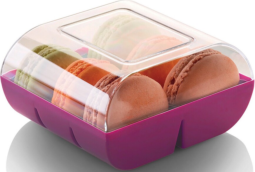 Macado Boîte de Rangement pour macarons ou biscuits, 6 compartiments, transparente